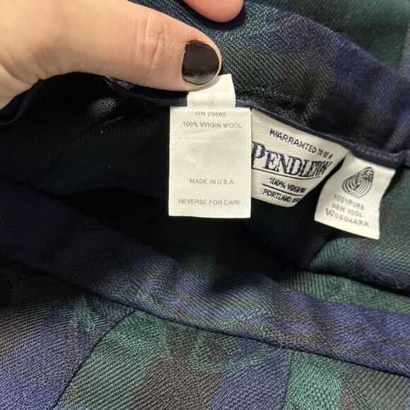 Vtg Pendleton 100% Wool Pleated Skirt 16 Blue Green Tartan Plaid Floral Academia - Picture 12 of 13